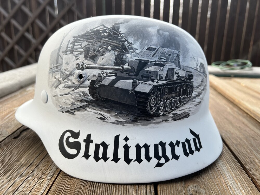 Restored German helmet M40, handmade