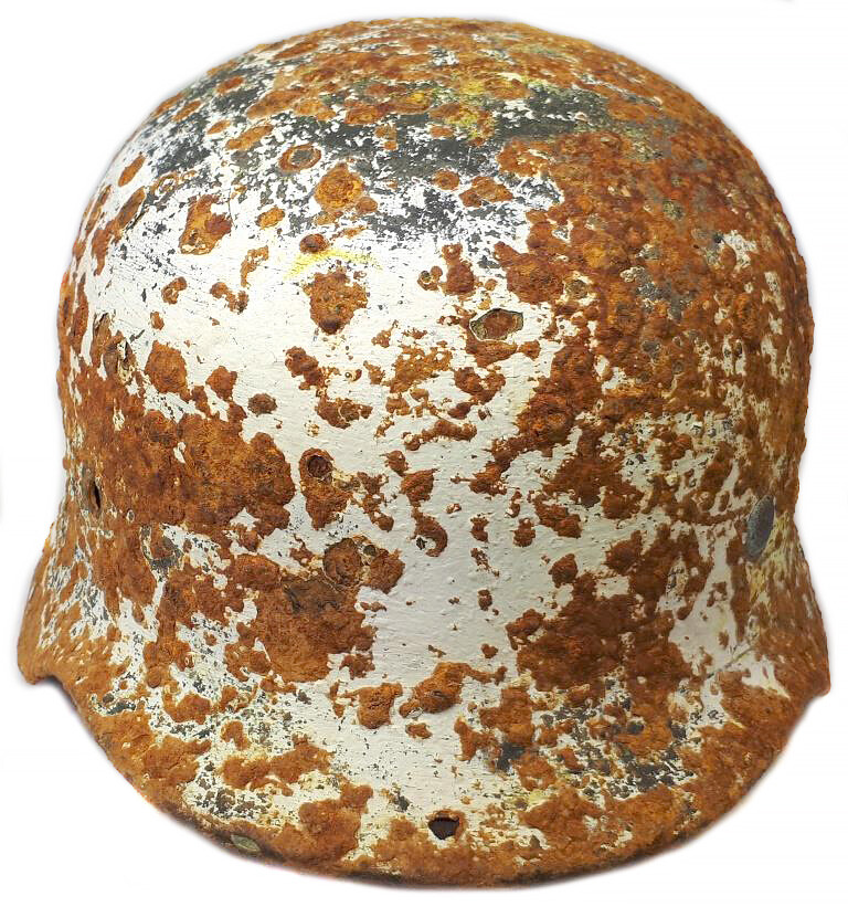 Winter camo German helmet M40 / from Stalingrad