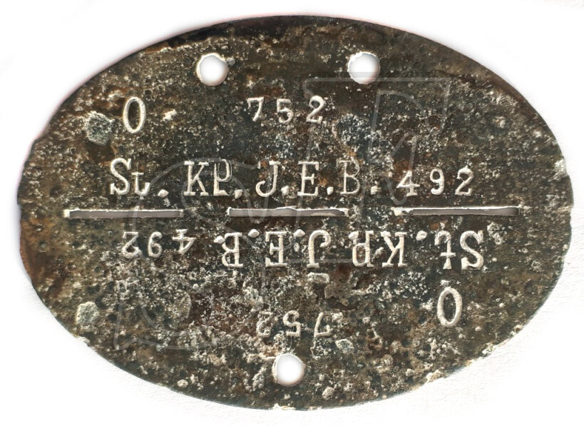 Dog tag St.KP. J.E.B. 492