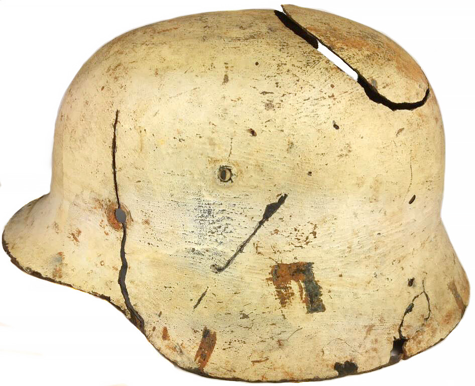 Winter camo German helmet M35 / from Leningrad