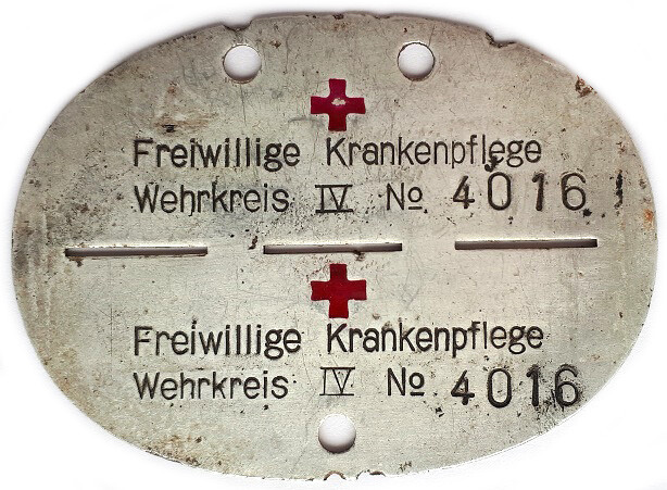 Dogtag Freiwillige Krankenpflege Wehrkreis IV / from Koenigsberg