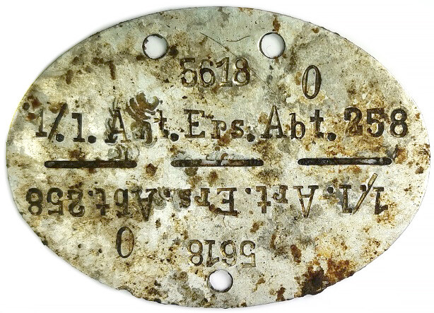 German dogtag 1/.1.Art.Ers.Abt.258 / from Stalingrad