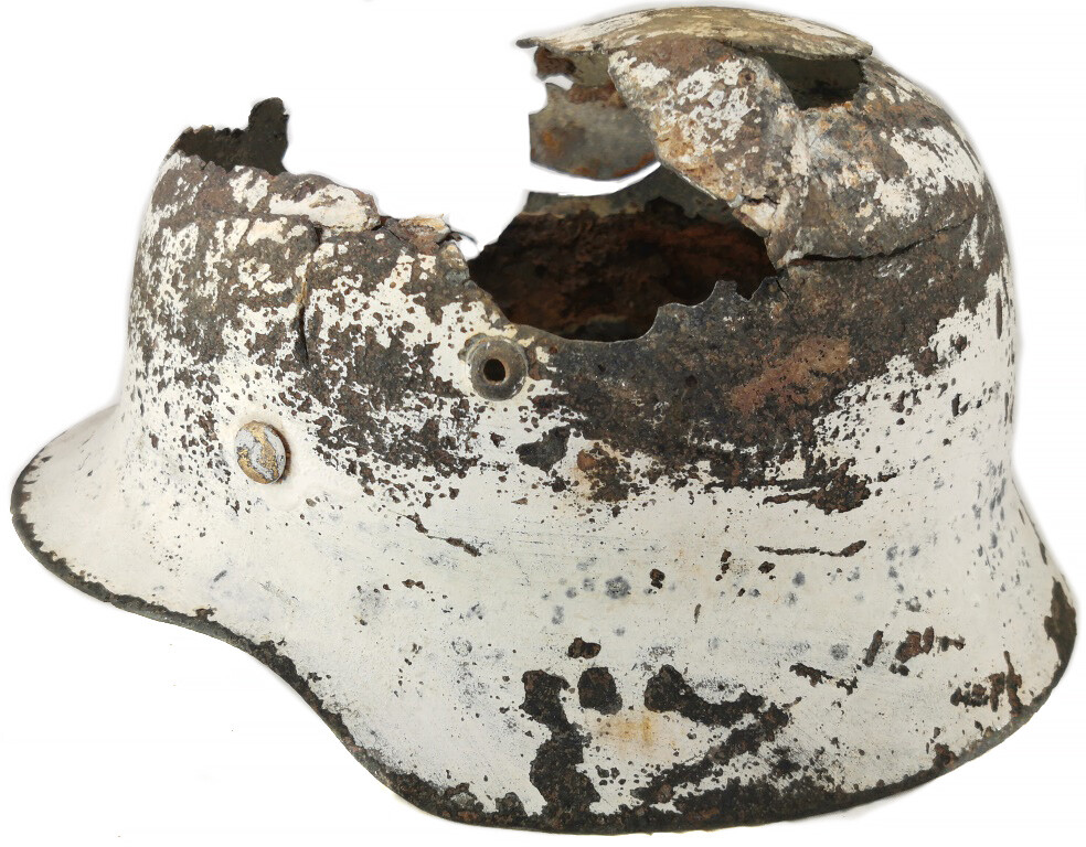 Winter camo German helmet M35 / from Novgorod