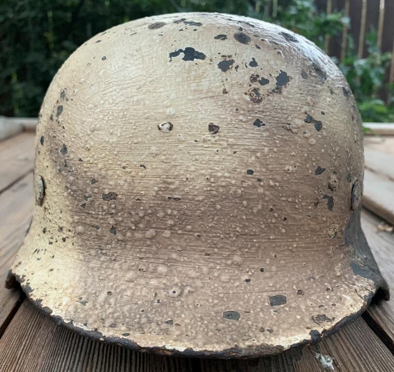 Winter camo German helmet M40 / from Leningrad