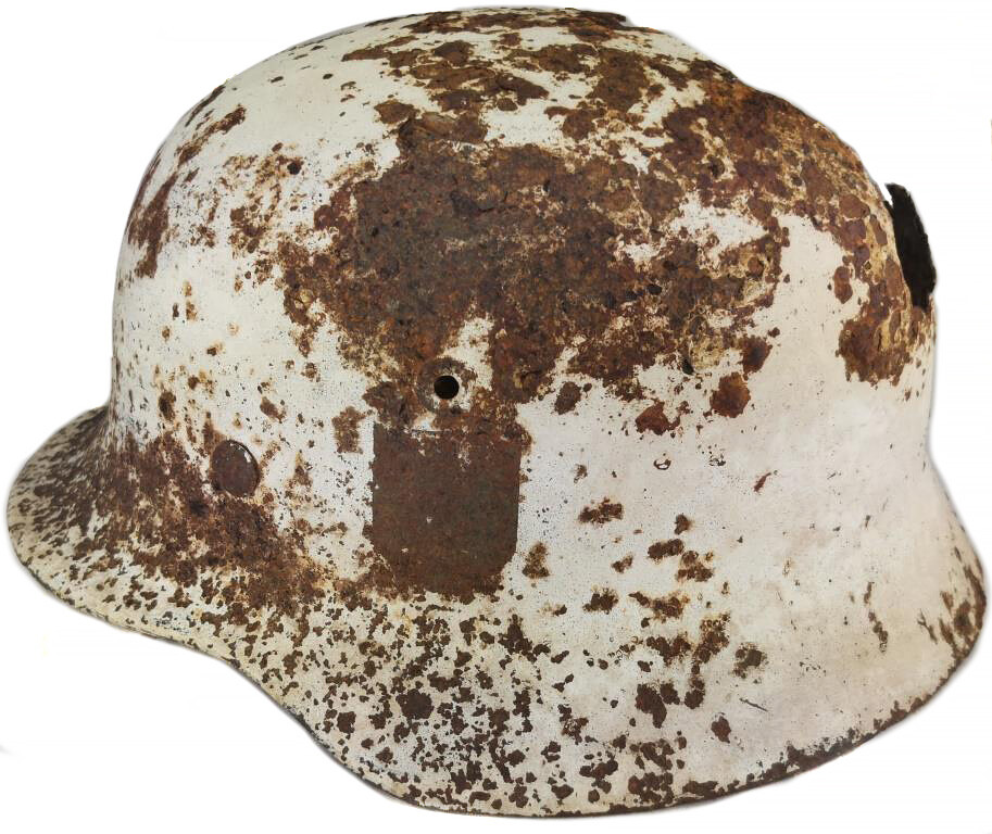 Winter camo German helmet M40 / from Stalingrad