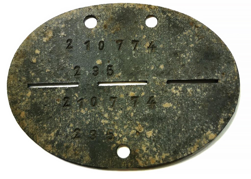 German paratrooper dogtag 210774 236 F.R. H.G. / from Konigsberg