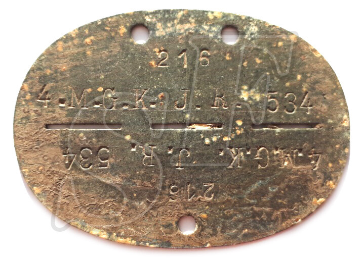 Dog tag 4.M.G.K. J.R. 534 / Stalingrad