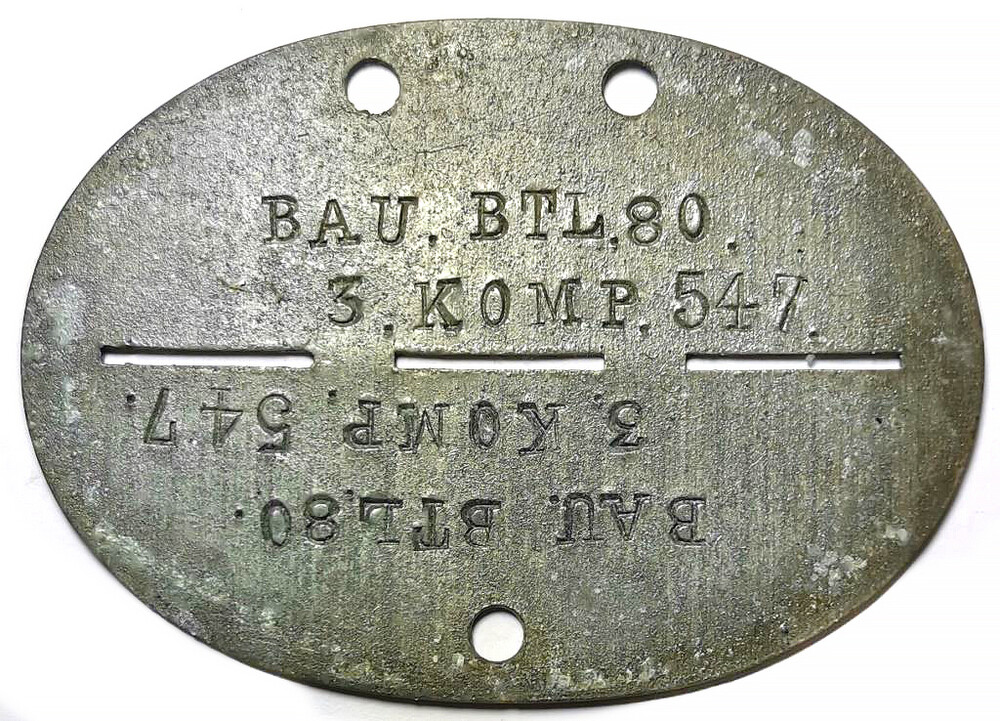 German Dogtag BAU.BTL.80 3.KOMP / from Konigsberg