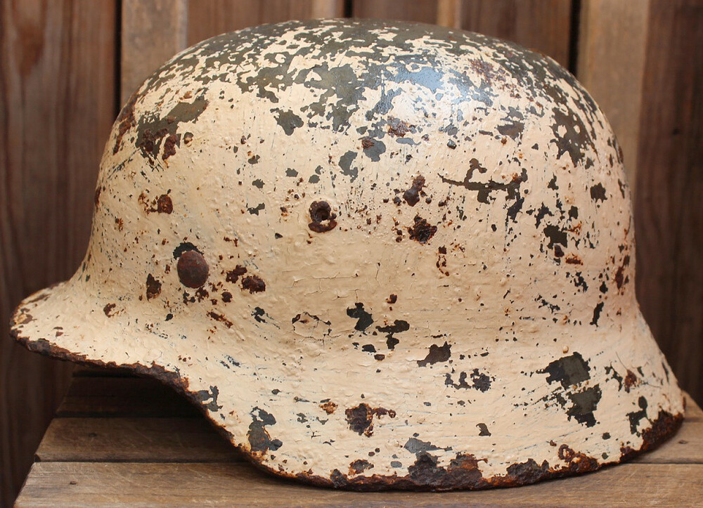 Winter camo German helmet M35 / from Novgorod