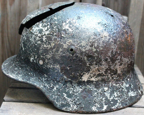 Winter camo German helmet M35 / from Vyazma