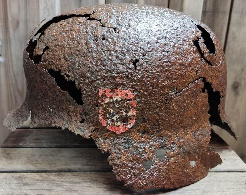 Waffen SS helmet M35 DD / from Demyansk pocket