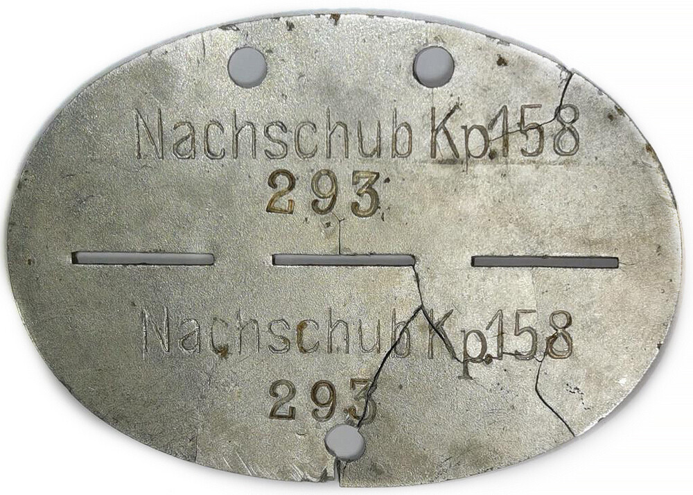 German dogtag Nachschub Kp.158 / from Stalingrad