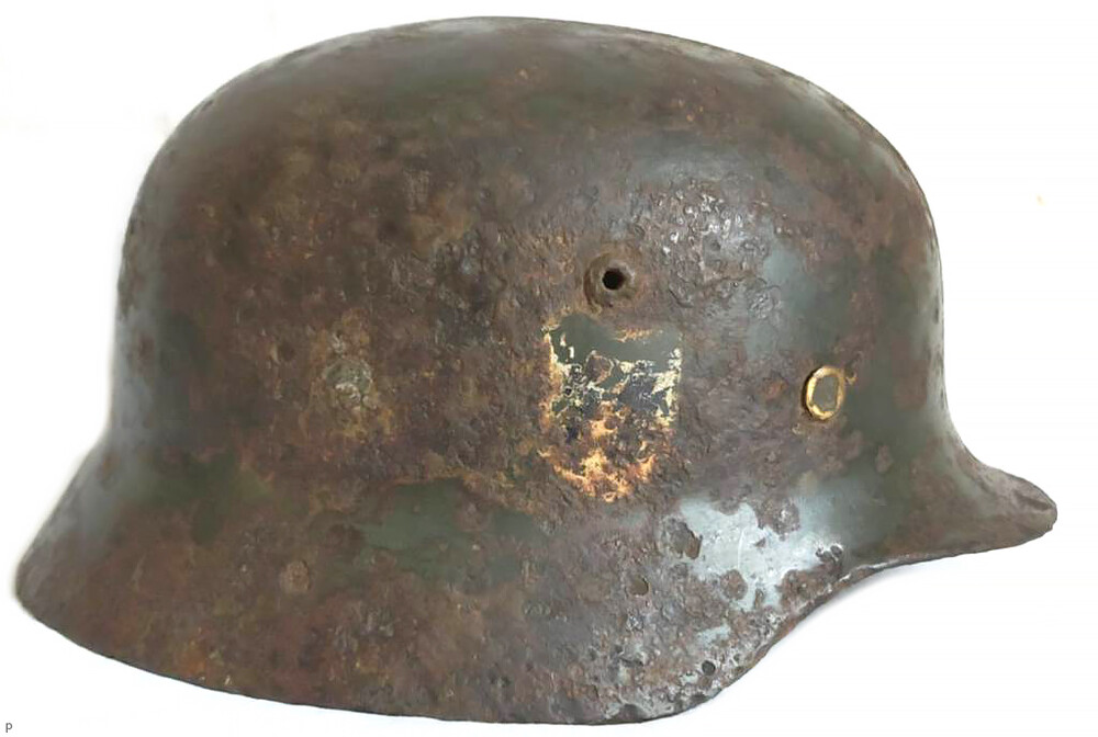 Waffen SS helmet M35 DD / from Demyansk pocket