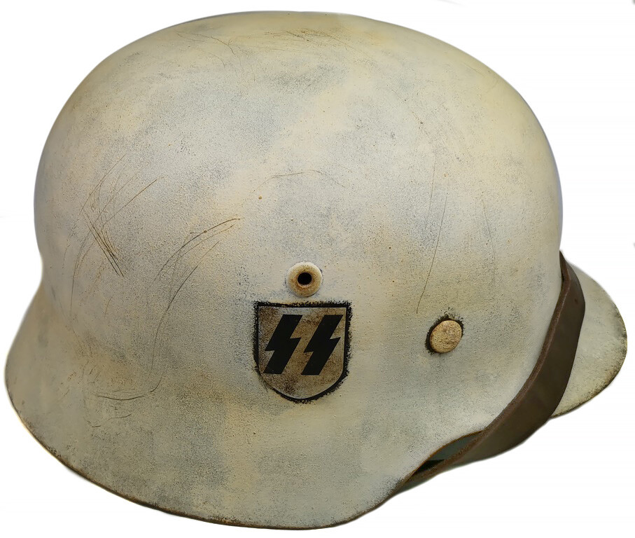 Restored Winter camo Waffen-SS helmet M35 DD