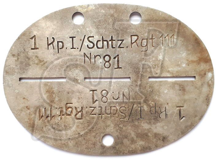 Dogtag 1 Kp.I.Schtz.Rgt.111 Nr.81 / from Stalingrad