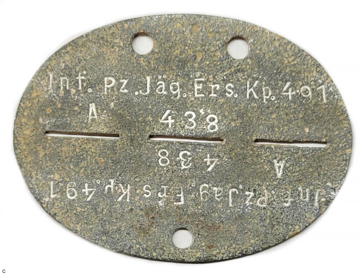 German Dogtag Jnf.Pz.Jäg.Ers.kp.491 / from Stalingrad