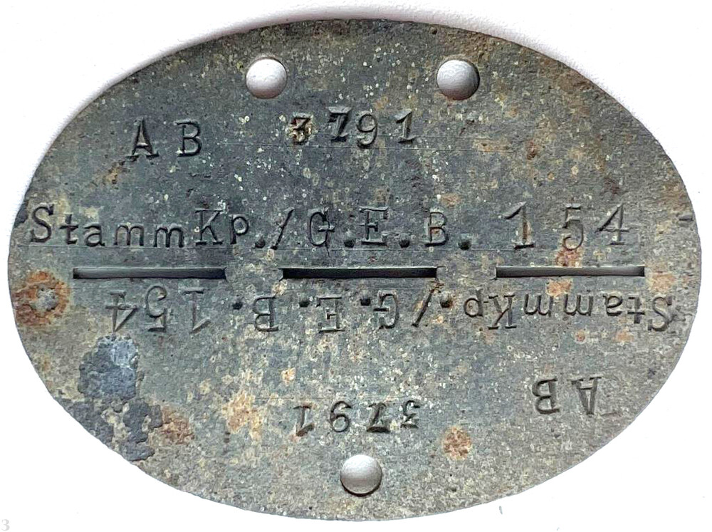 German dogtag Stamm Kp./G.E.B.154