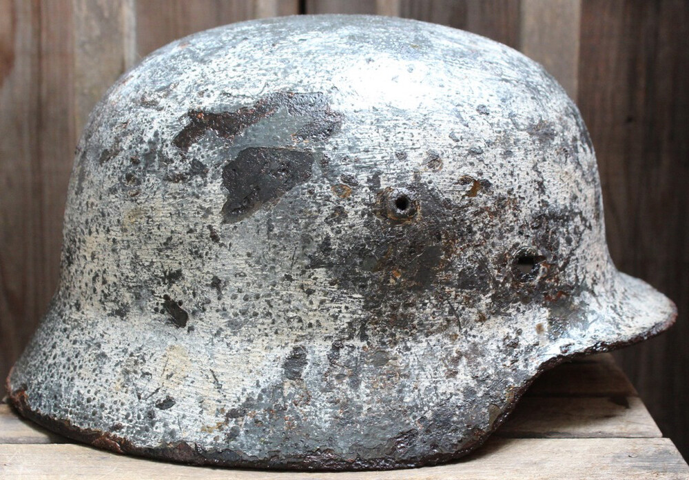 Winter camo German helmet M35 / from Novgorod