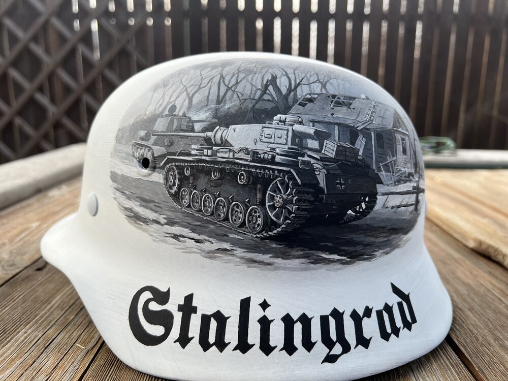 Restored German helmet M40, handmade