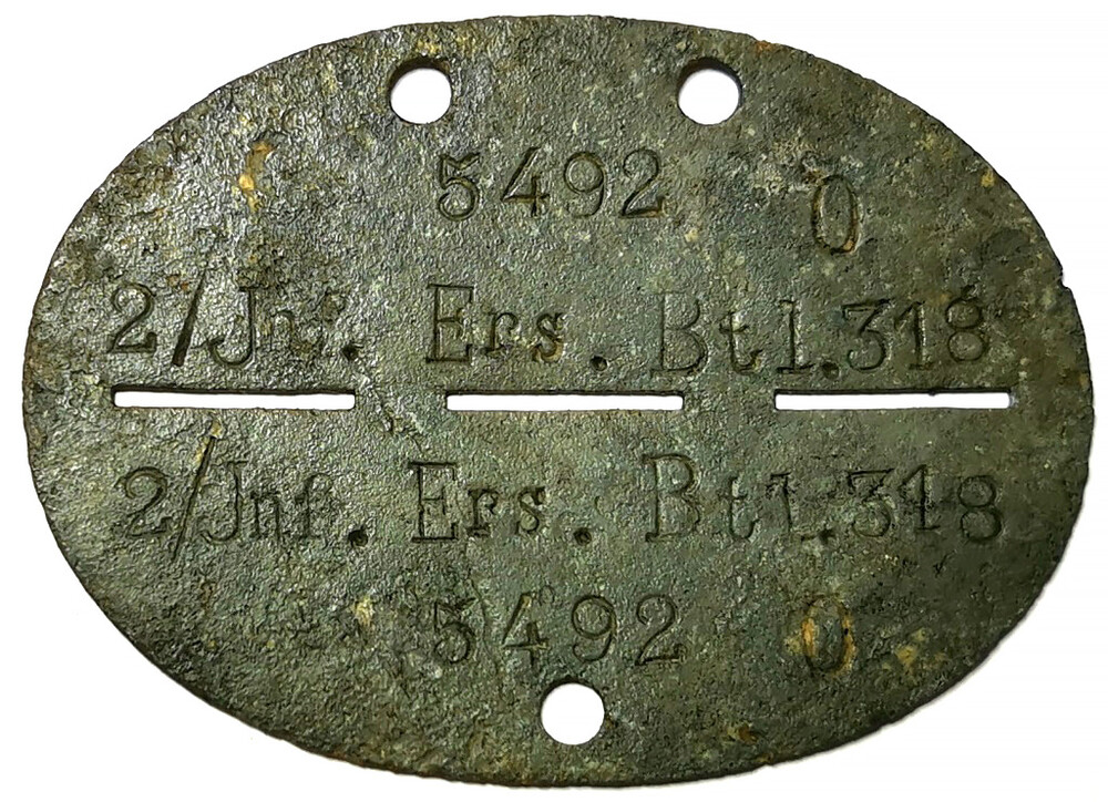 German dogtag 2 Jnf.Ers.Btl.318 / from Demyansk pocket