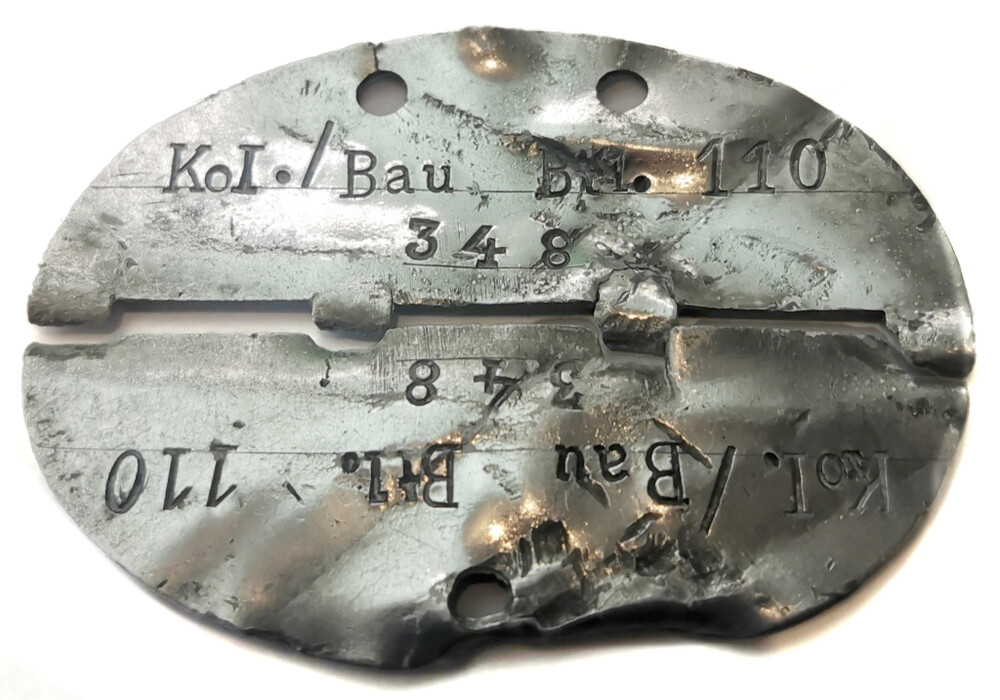 German dogtag Кol. Bau. btl. 110 / from Stalingrad