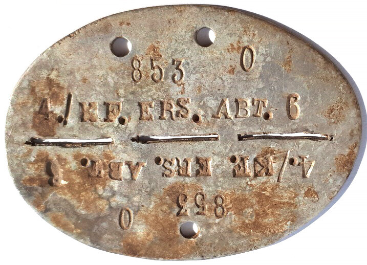 Dogtag 4./KF.ERS.ABT.6 / from Stalingrad