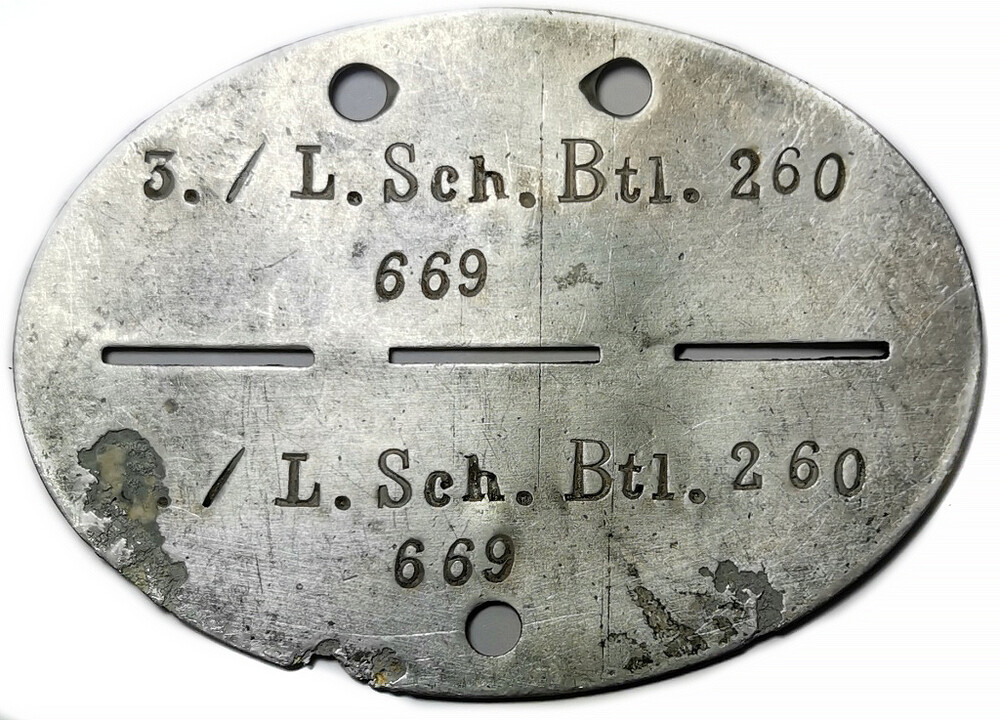 German Dogtag 3./L.Sch.Btl.260 / from Kholm Pocket