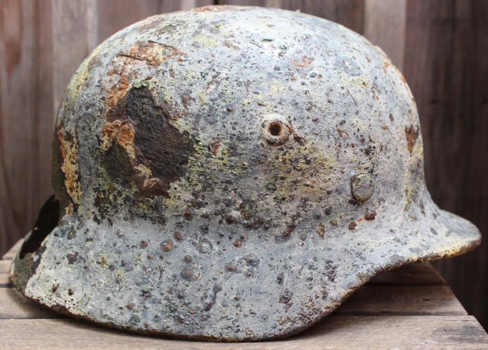 Winter camo German helmet M40 / from Novgorod