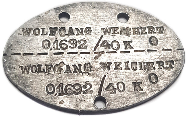 Dogtag of Kriegsmarine “Wolfgang Weichert”