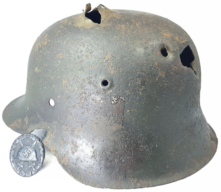 German helmet M42 + Wound Badge / from Kursk