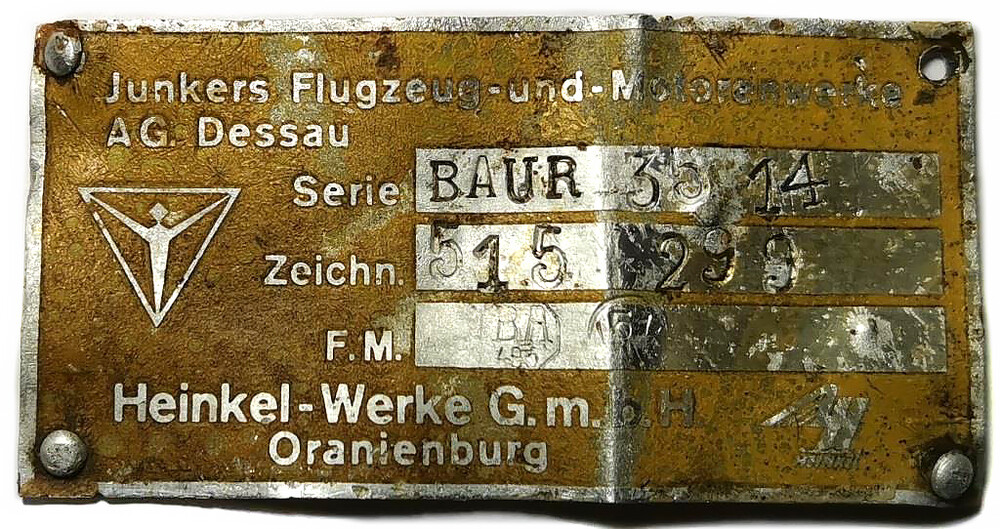 Nameplate Ju88 / from Novgorod