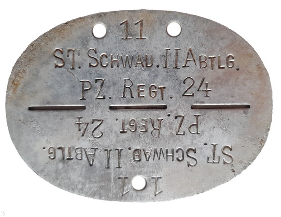 German dogtag ST.Schwad.II Abtlg.PZ.Regt.24 / from Stalingrad